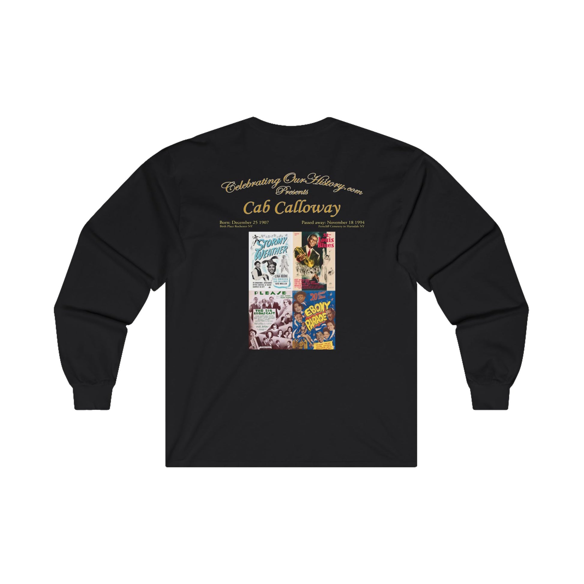 Cab Calloway - Four Movie Posters - Front and Back Printed Concert Style Long Sleeve T-Shirt