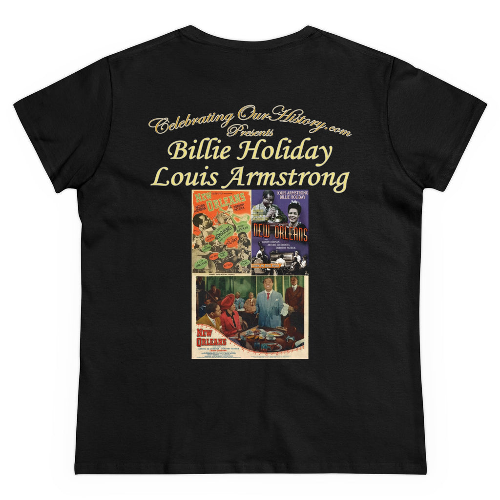 Billie Holiday and Louis Armstrong - New Orleans (1947) - Front and Back Printed Concert Style Women's T-Shirt