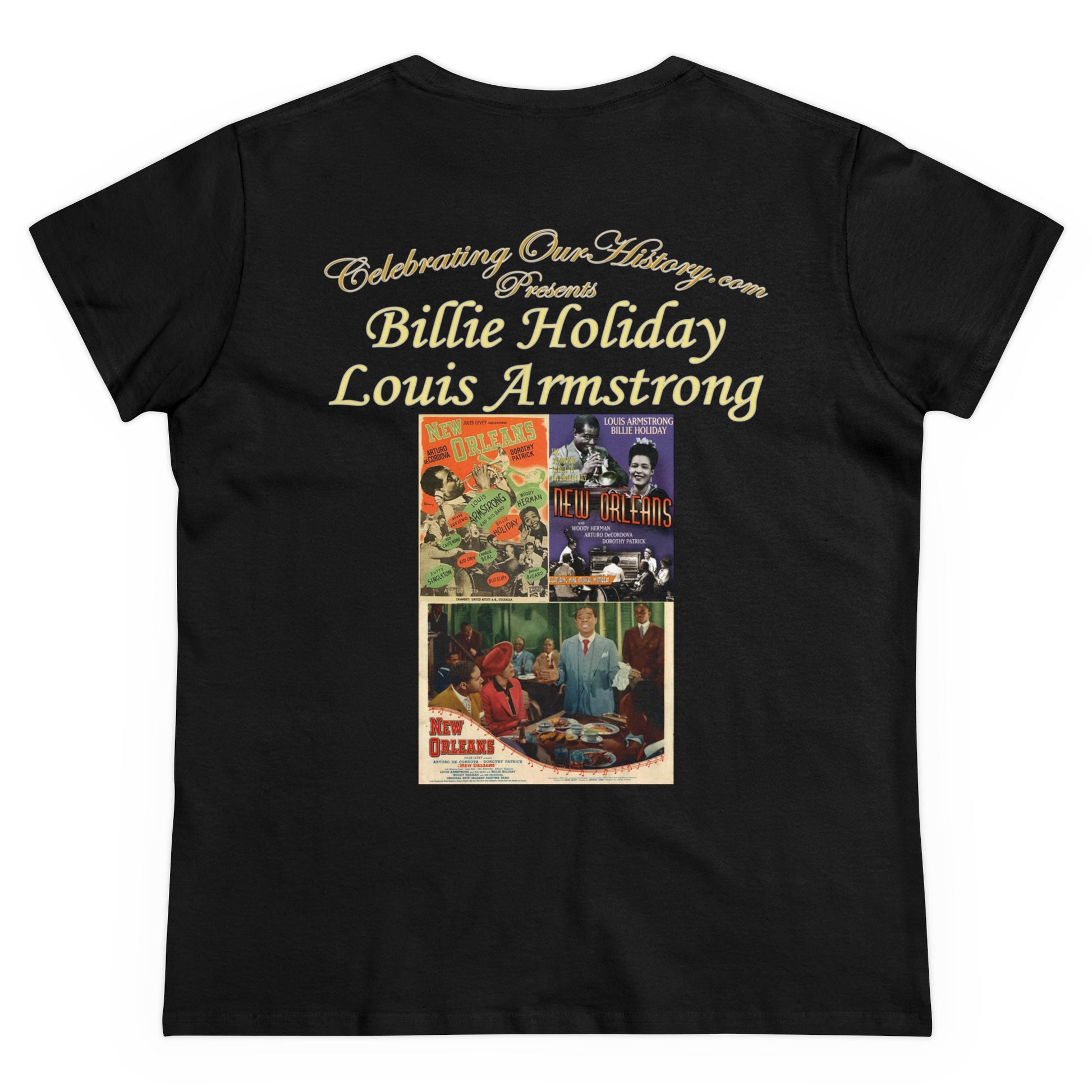 Billie Holiday and Louis Armstrong - New Orleans (1947) - Front and Back Printed Concert Style Women's T-Shirt