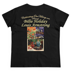 Billie Holiday and Louis Armstrong - New Orleans (1947) - Front and Back Printed Concert Style Women's T-Shirt