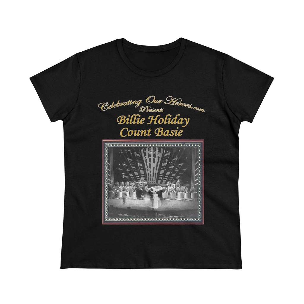 Billie Holiday And Count Basie - History Of Jazz -  Front and Back Printed Concert Style Women's T-Shirt