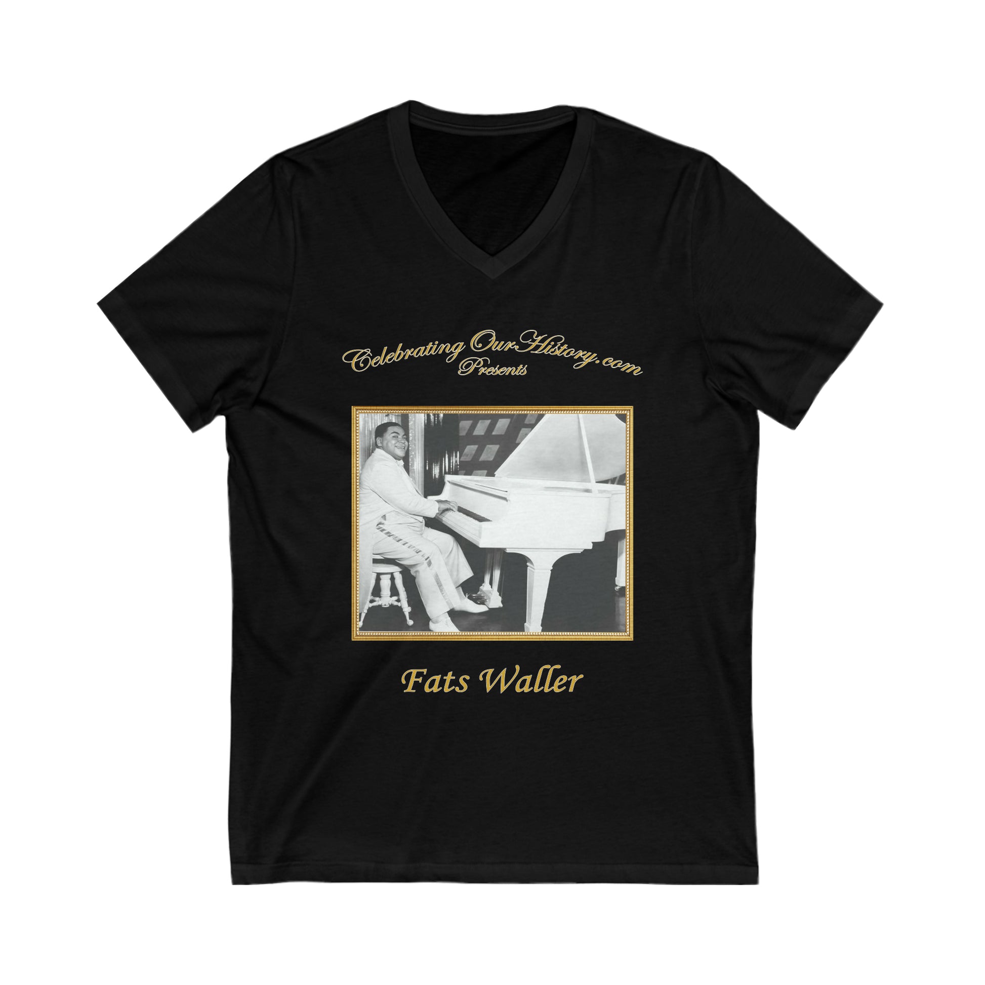 Fats Waller - The Best Of The War Years - Front and Back Printed Concert Style V-Neck T-Shirt