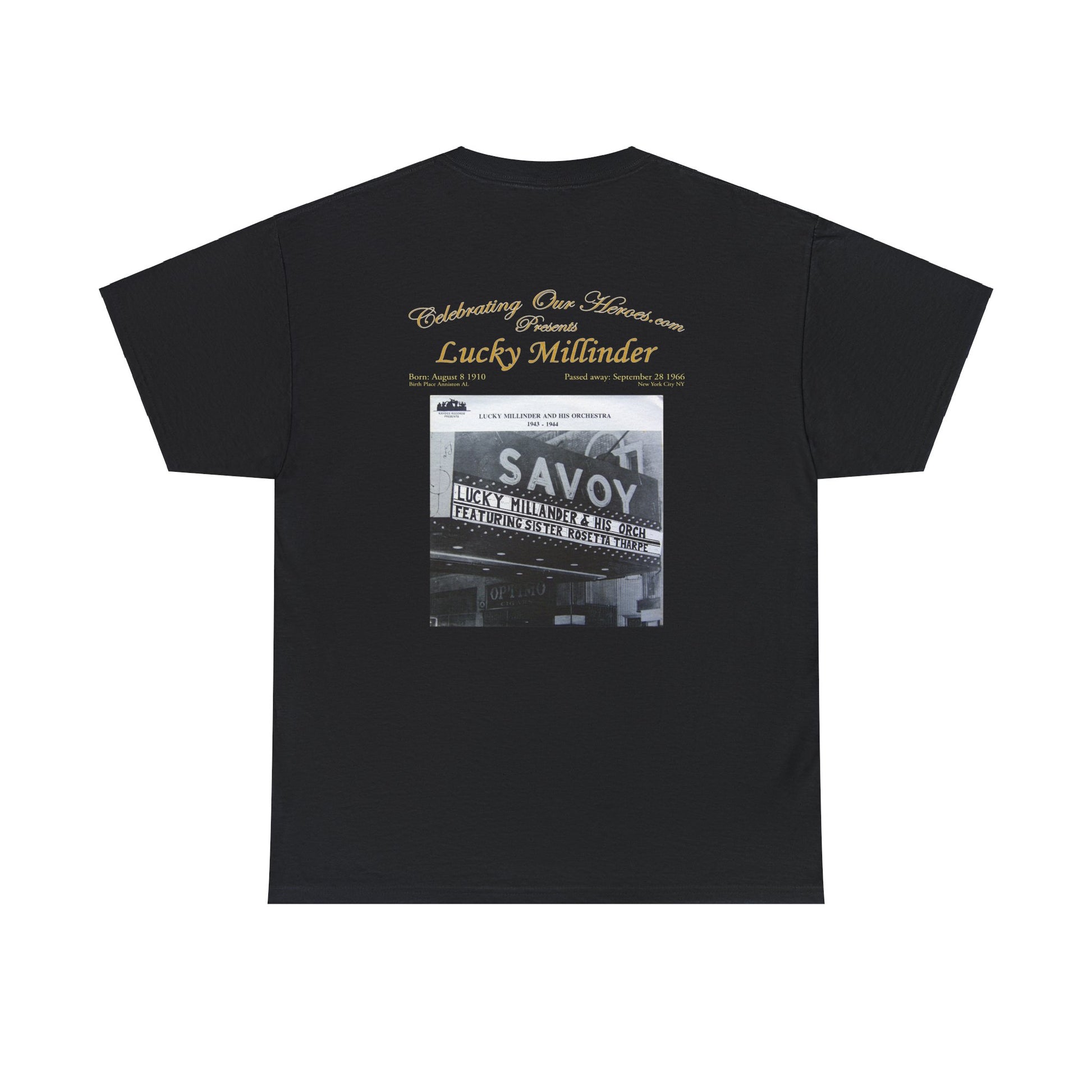 Lucky Millinder - Savoy -  Front and Back Printed Concert Style T-Shirt