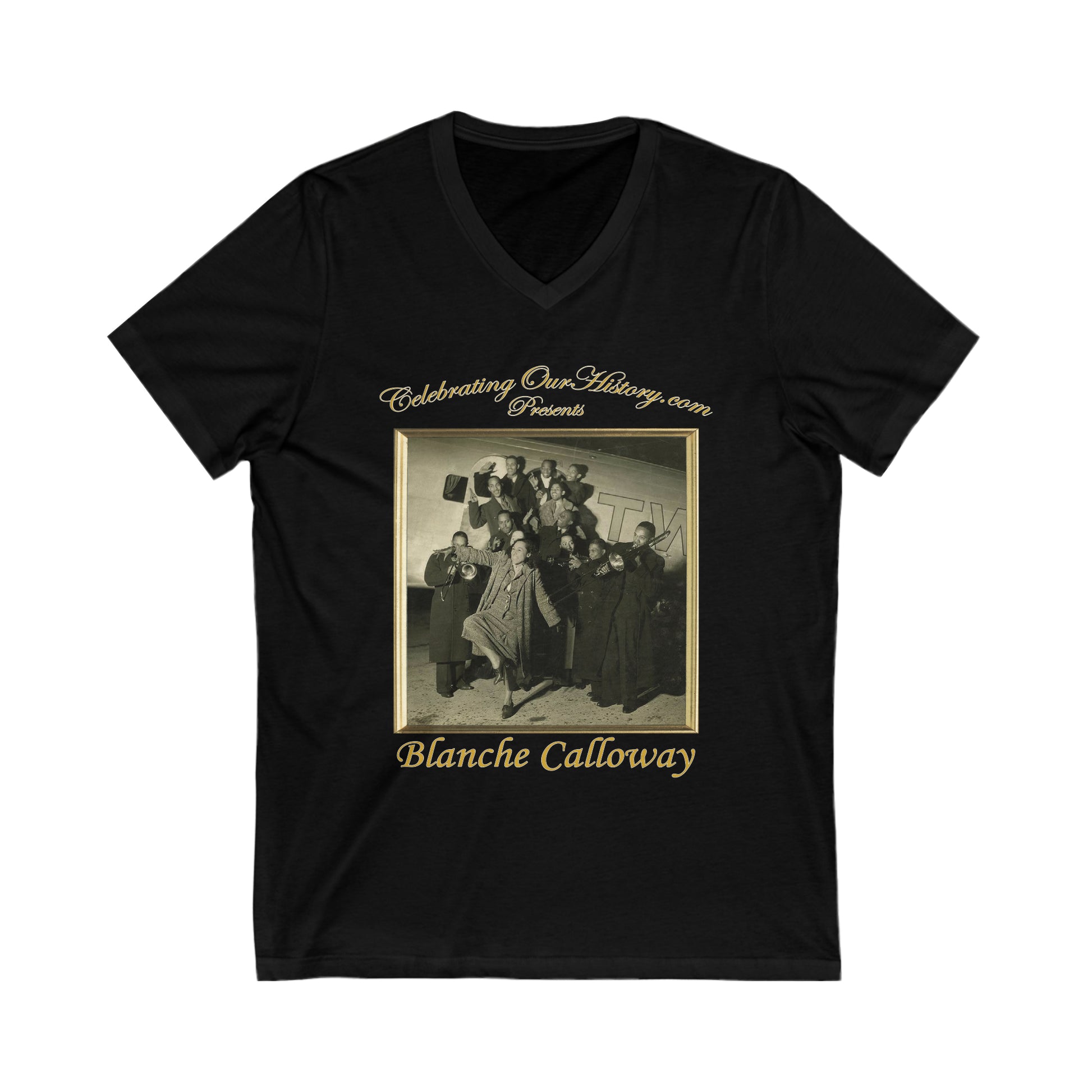 Blanche Calloway - Four Albums - Front and Back Printed Concert Style V-Neck T-Shirt