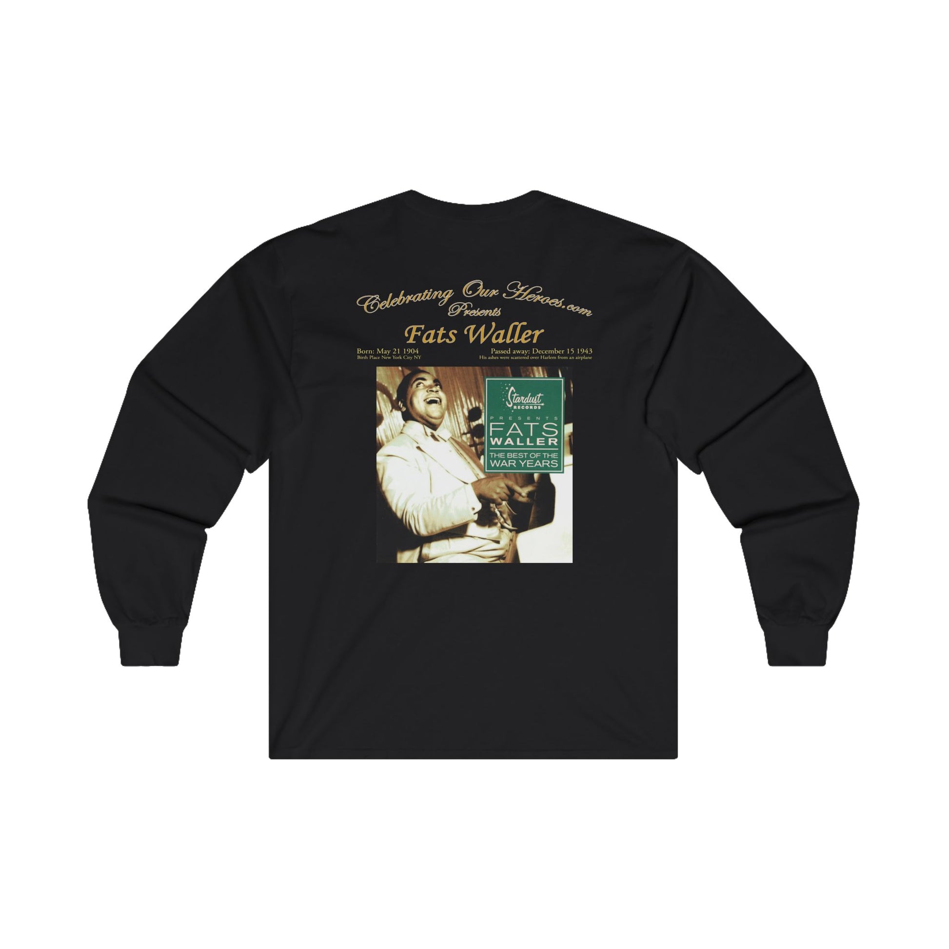 Fats Waller - The Best Of The War Years - Front and Back Printed Concert Style Long Sleeve T-Shirt