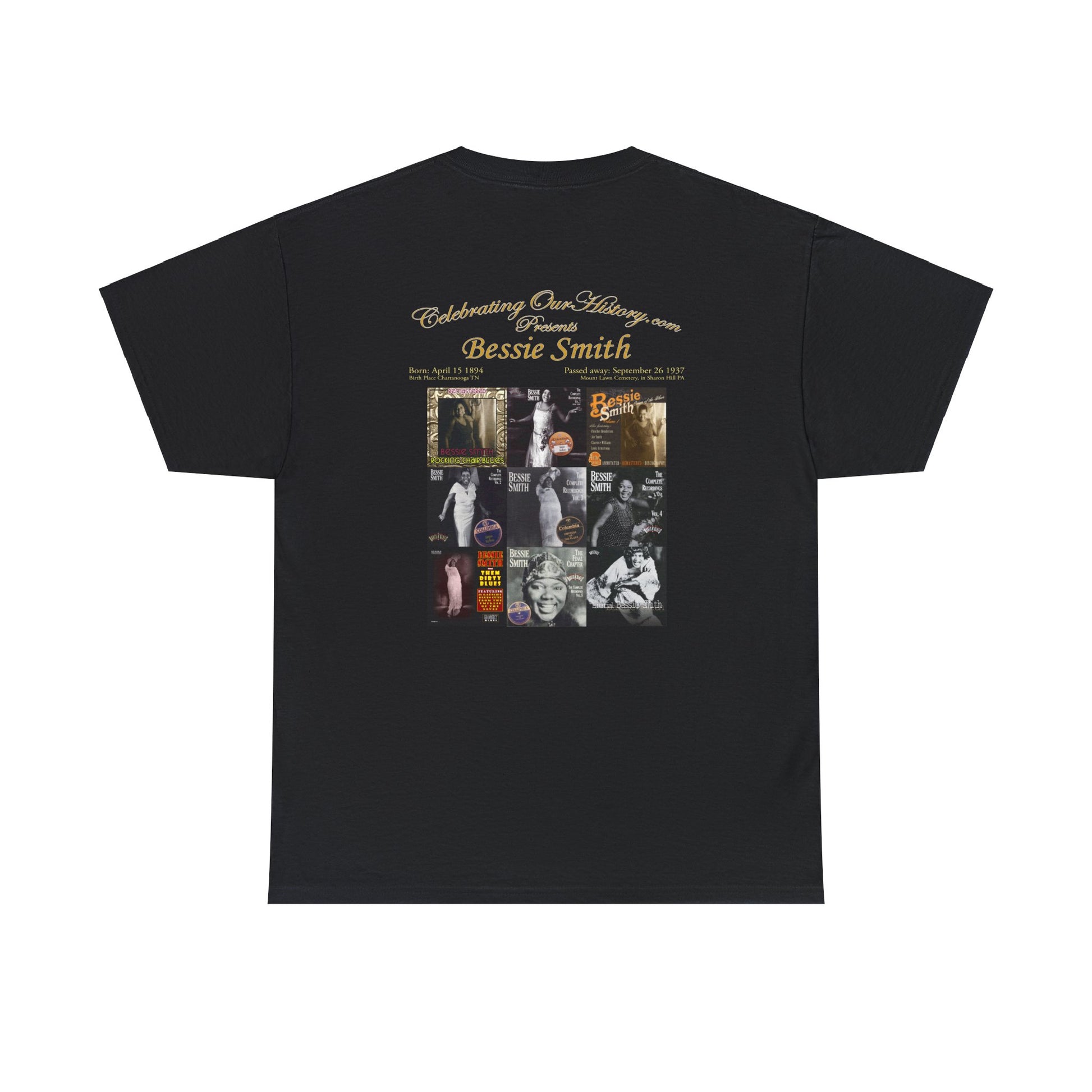 Bessie Smith - Nine Albums -  Front and Back Printed Concert Style T-Shirt
