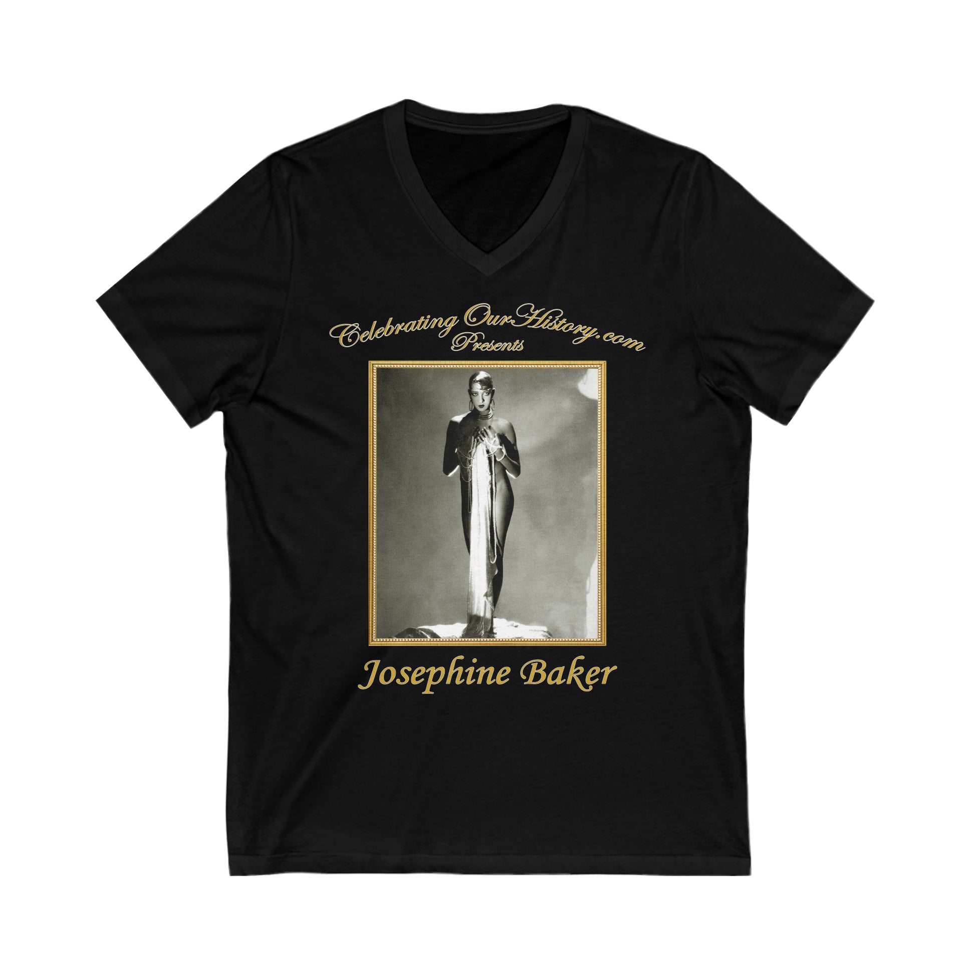 Josephine Baker - Vogue/Voila - Front and Back Printed Concert Style V-Neck T-Shirt
