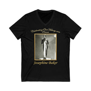 Josephine Baker - Vogue/Voila - Front and Back Printed Concert Style V-Neck T-Shirt