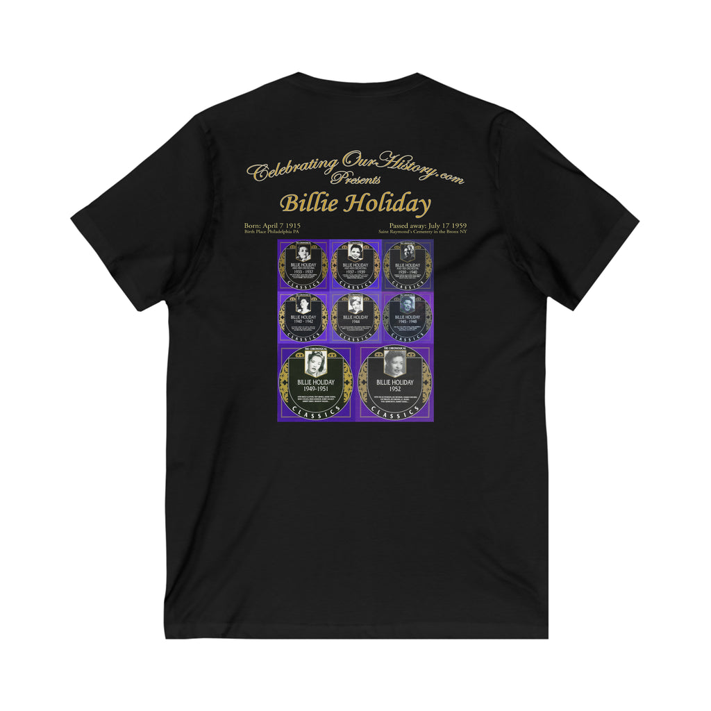 Billie Holiday - Billie Holiday Classics - Front and Back Printed Concert Style V-Neck T-Shirt