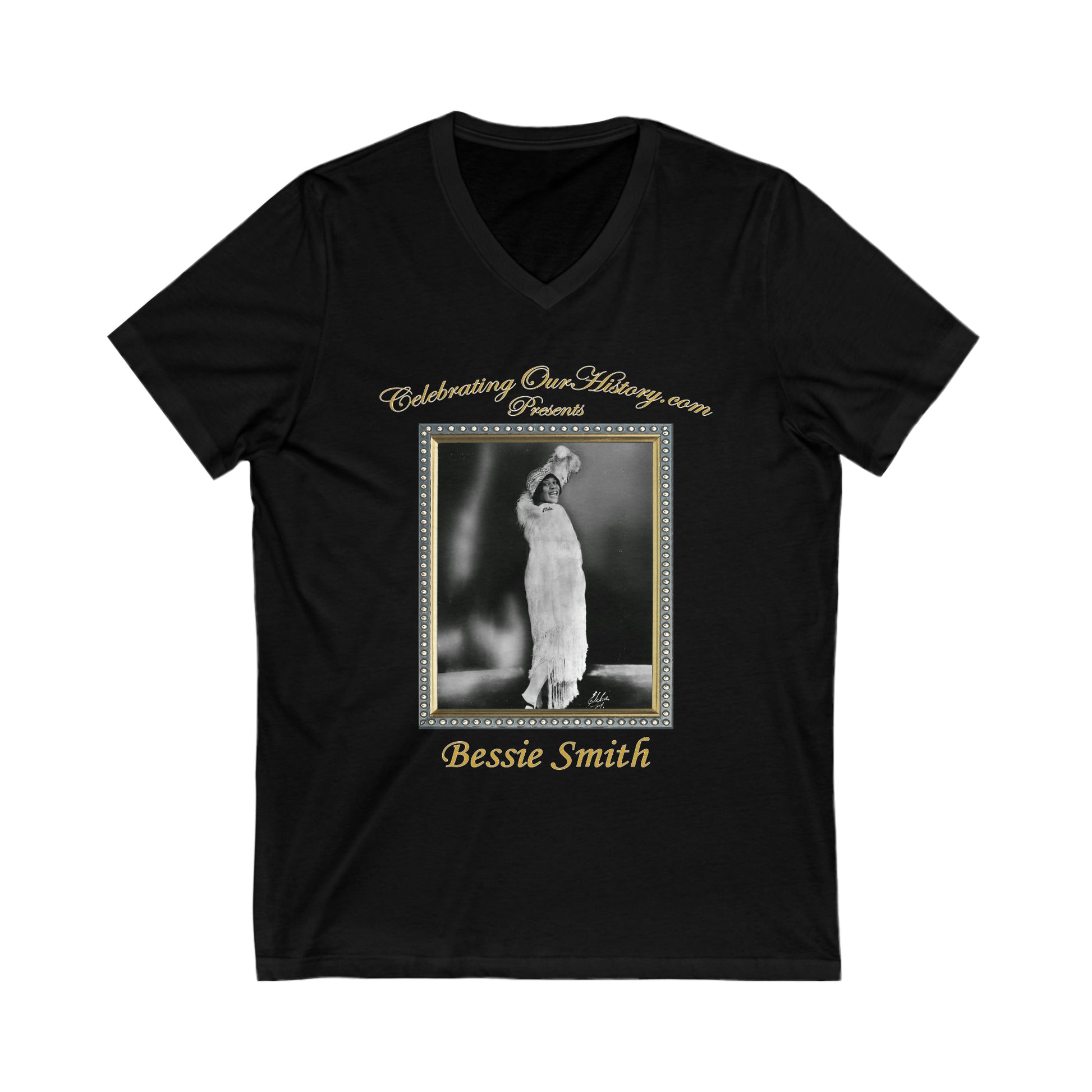 Bessie Smith - Nine Albums - Front and Back Printed Concert Style V-Neck T-Shirt
