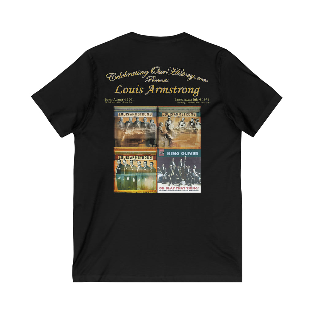 Louis Armstrong - First Four Albums - Front and Back Printed Concert Style V-Neck T-Shirt