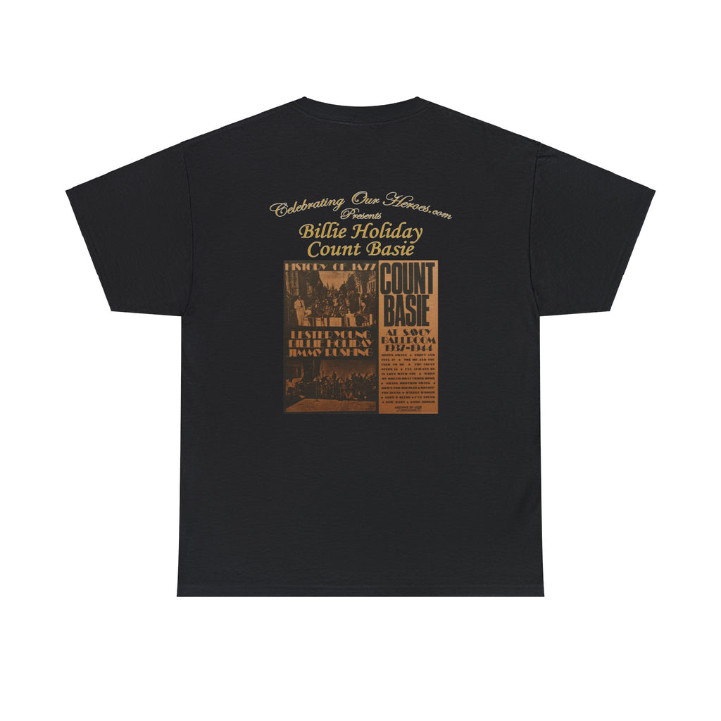 Billie Holiday And Count Basie - History Of Jazz -  Front and Back Printed Concert Style T-Shirt
