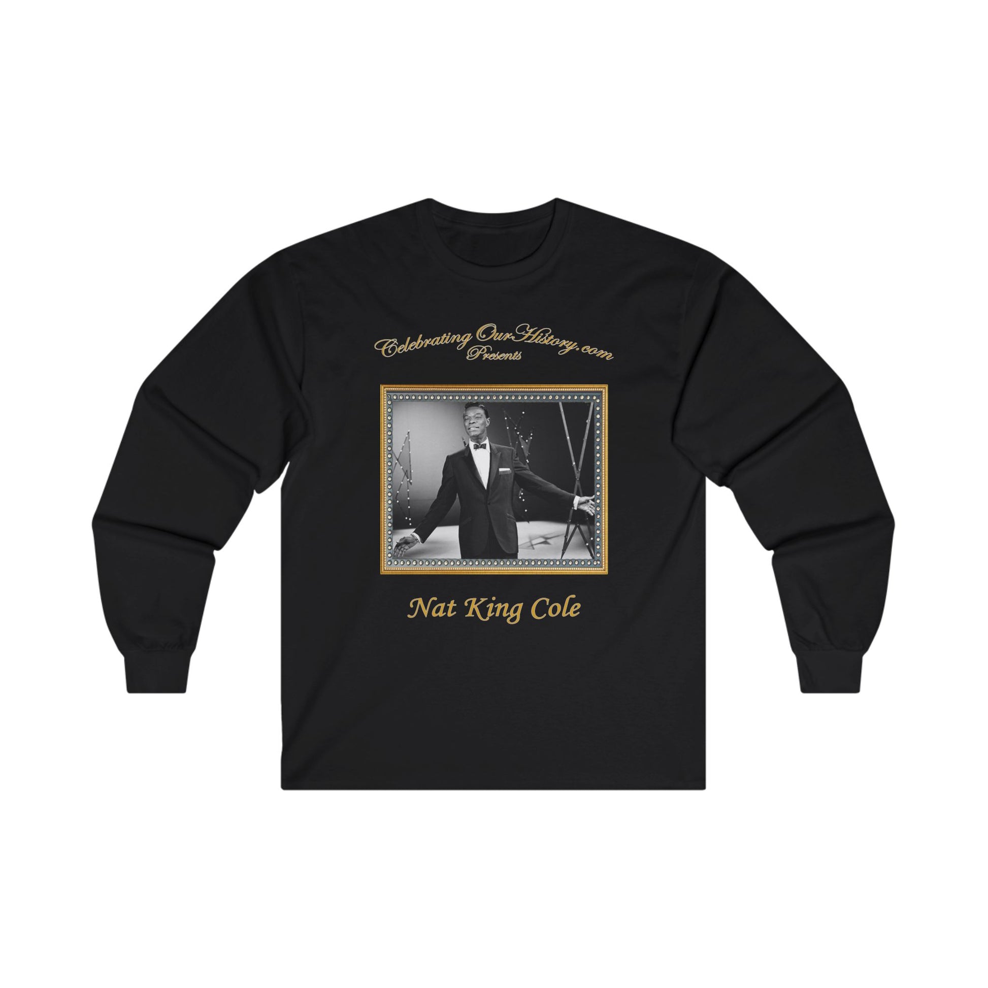 Nat King Cole - The Nat King Cole Musical Story (1955) - Front and Back Printed Concert Style Long Sleeve T-Shirt