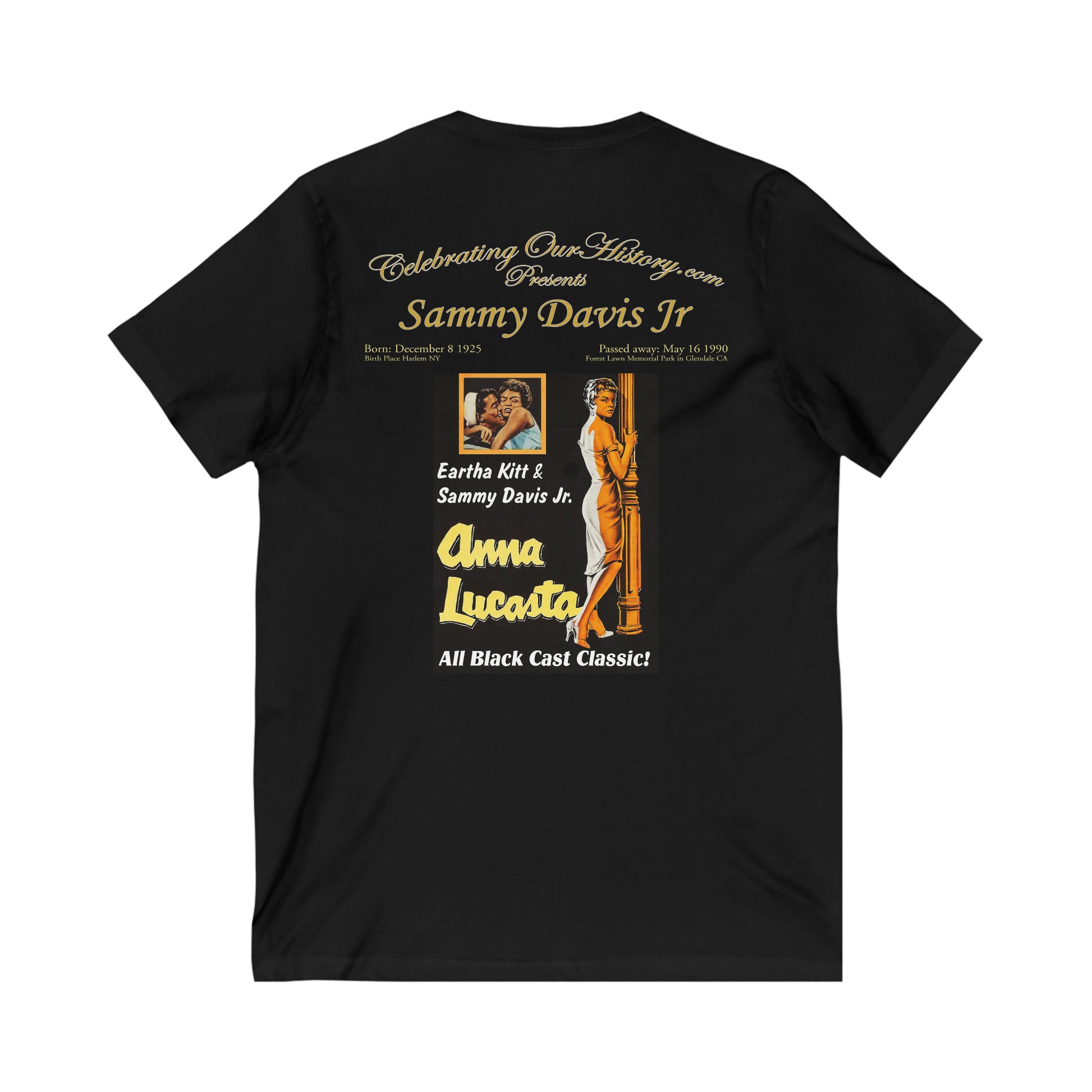 Sammy Davis Jr - Anna Lucasta (1958) - Front and Back Printed Concert Style V-Neck T-Shirt