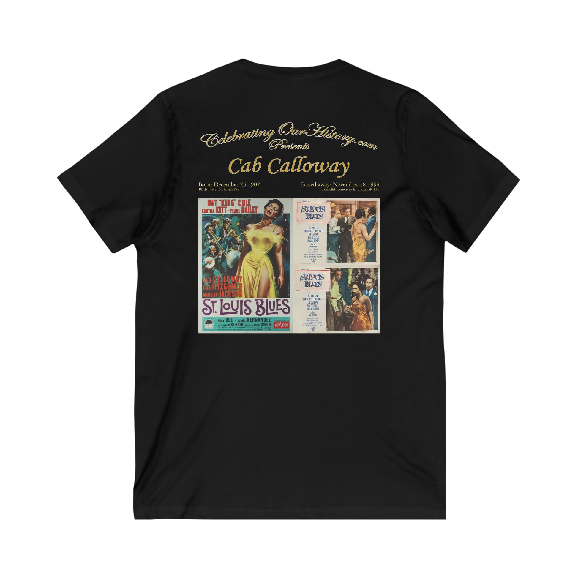 Cab Calloway - St. Louis Blues (1958) - Front and Back Printed Concert Style V-Neck T-Shirt
