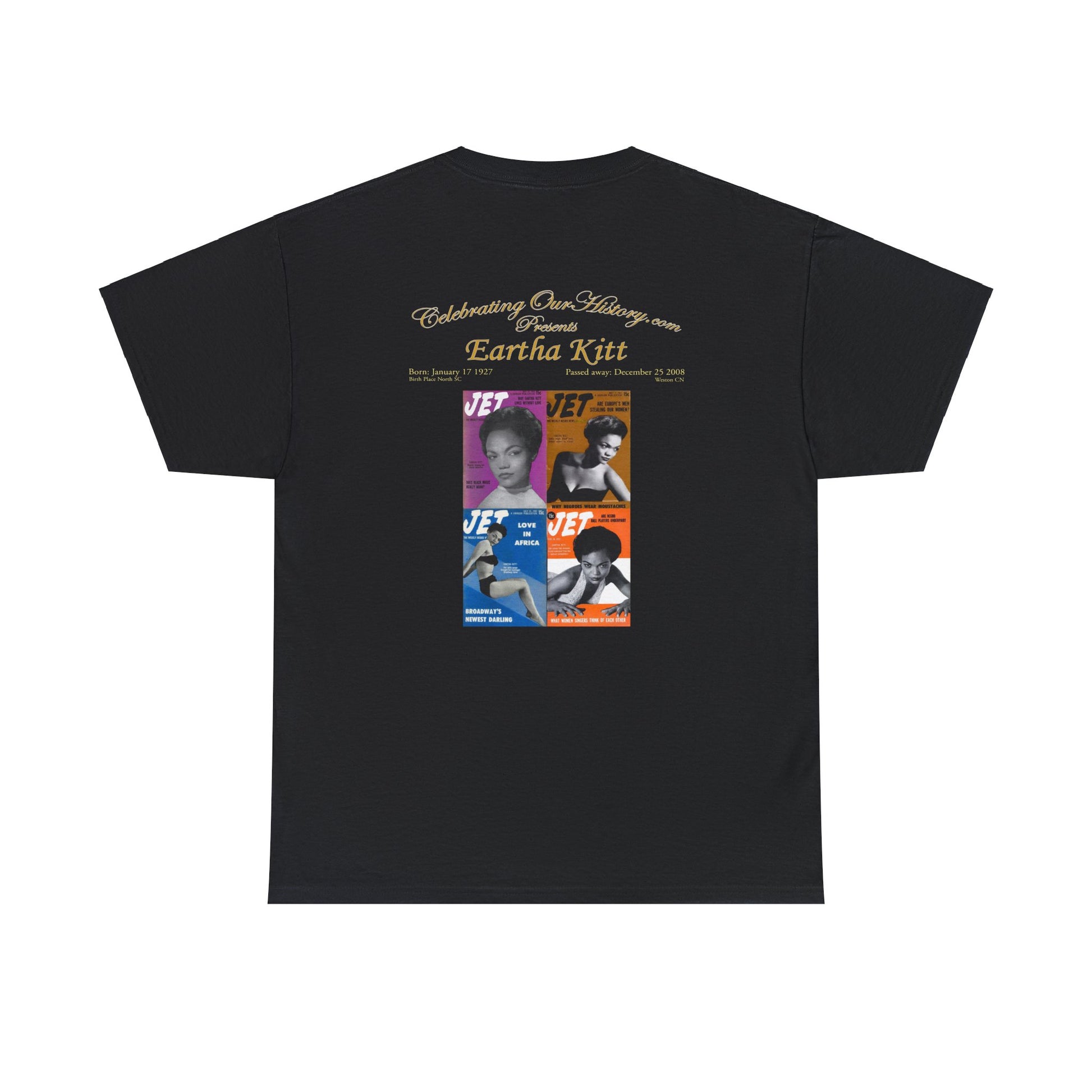 Eartha Kitt - Four Magazines -  Front and Back Printed Concert Style T-Shirt