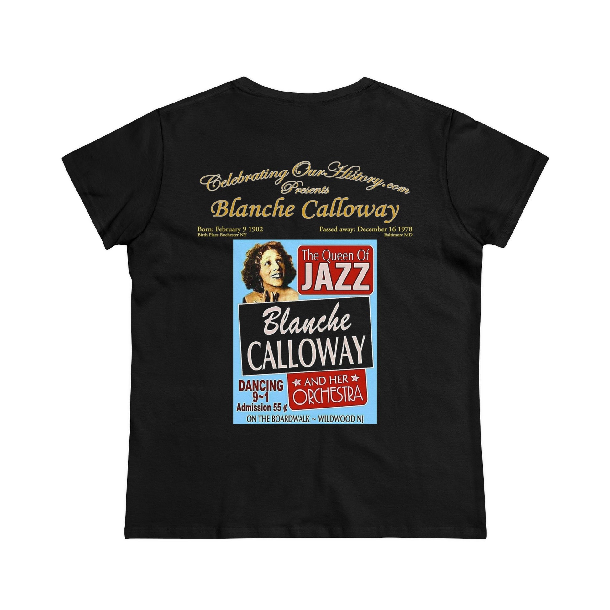 Blanche Calloway - Queen Of Jazz -  Front and Back Printed Concert Style Women's T-Shirt
