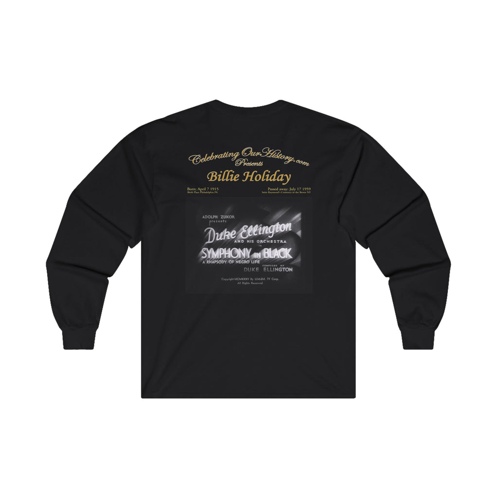 Billie Holiday - Symphony in Black (1935) - Front and Back Printed Concert Style Long Sleeve T-Shirt