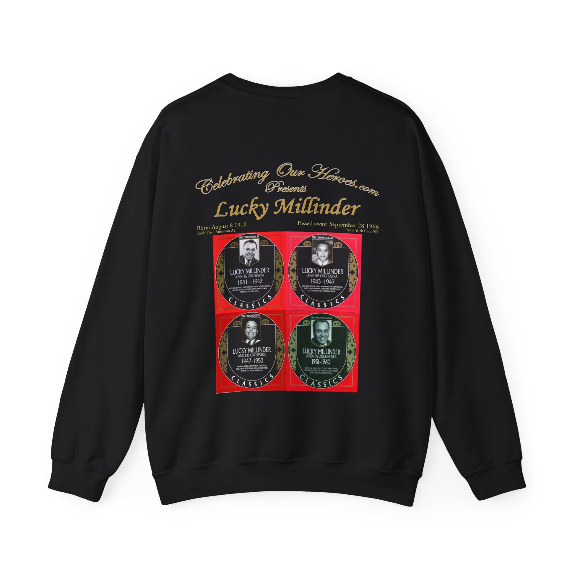 Lucky Millinder - Four Records -  Front and Back Printed Concert Style Sweatshirt