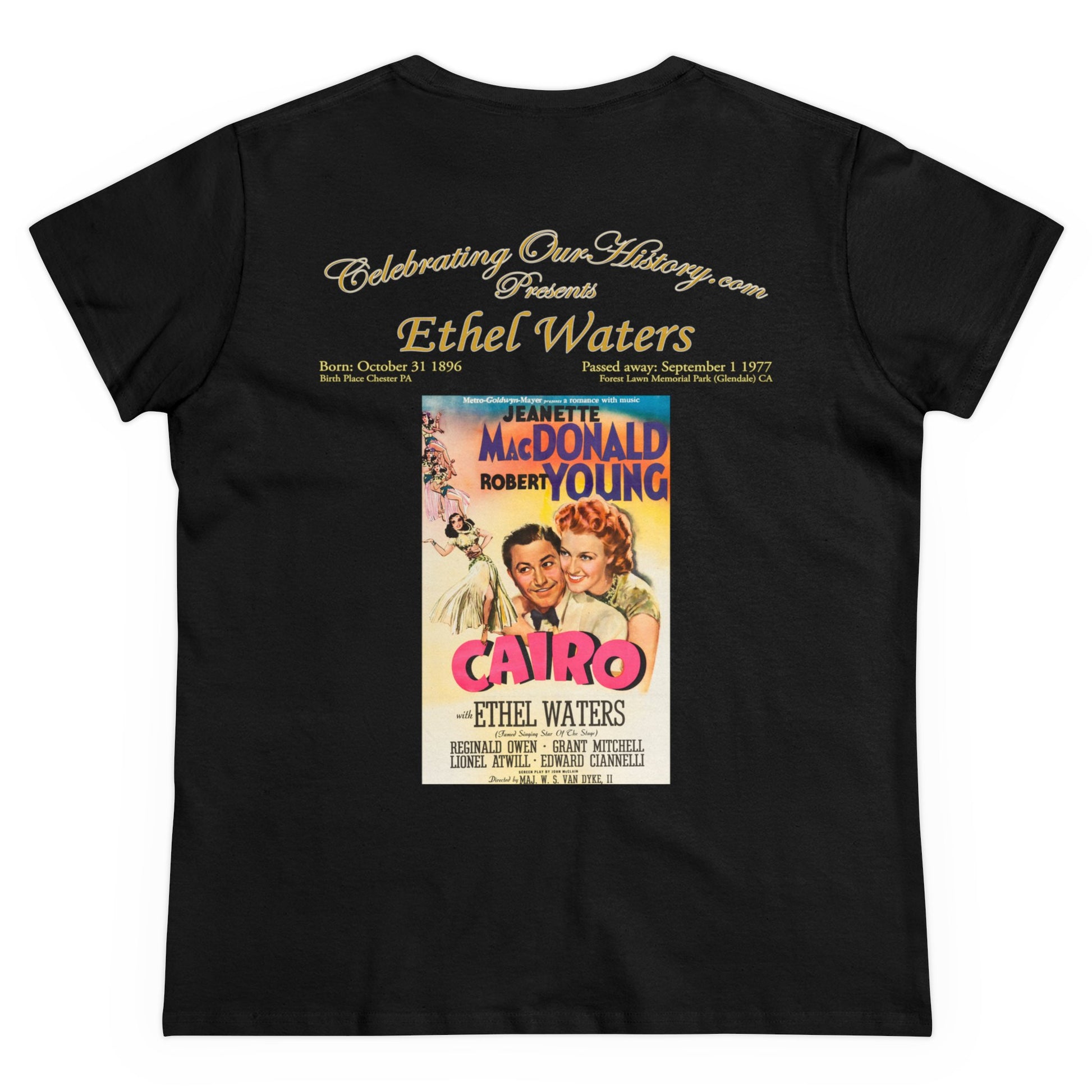 Ethel Waters - Cairo (1942) -  Front and Back Printed Concert Style Women's T-Shirt