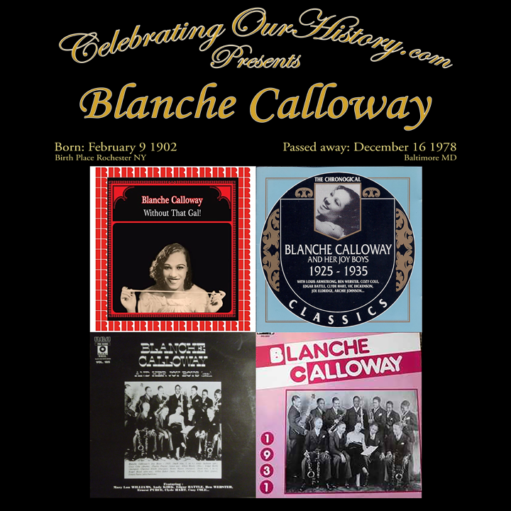Blanche Calloway - Four Albums -  Front and Back Printed Concert Style T-Shirt