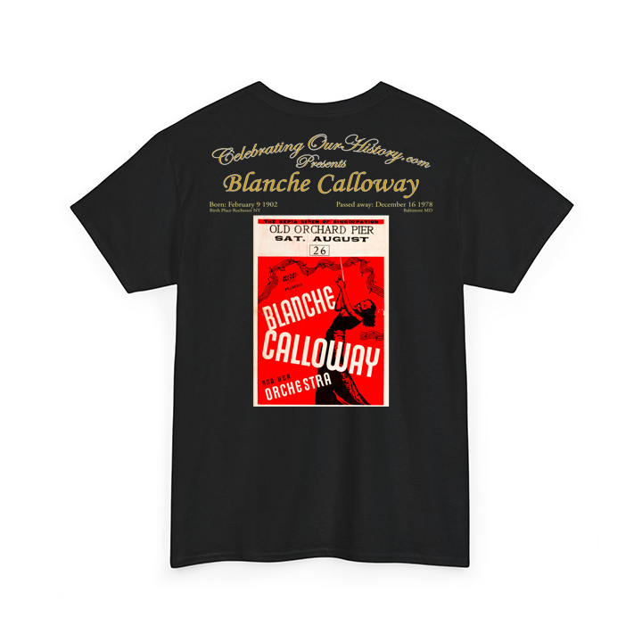 Blanche Calloway - Old Orchard Pier -  Front and Back Printed Concert Style T-Shirt