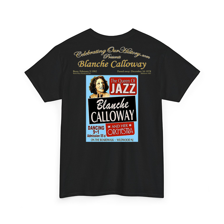 Blanche Calloway - Queen Of Jazz -  Front and Back Printed Concert Style T-Shirt