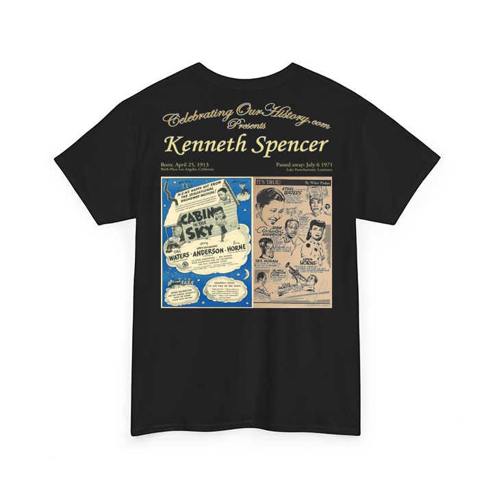 Kenneth Spencer - Cabin in the Sky (1943) -  Front and Back Printed Concert Style T-Shirt