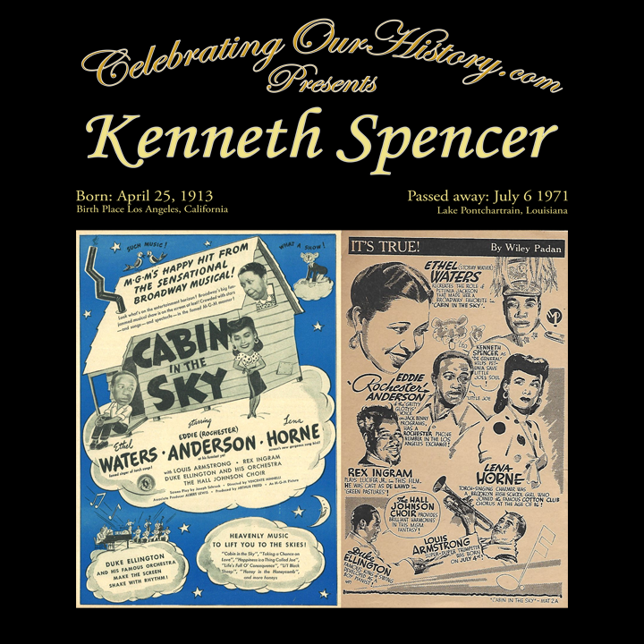 Kenneth Spencer - Cabin in the Sky (1943) -  Front and Back Printed Concert Style T-Shirt