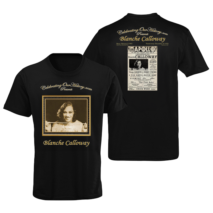 Blanche Calloway - Apollo -  Front and Back Printed Concert Style T-Shirt