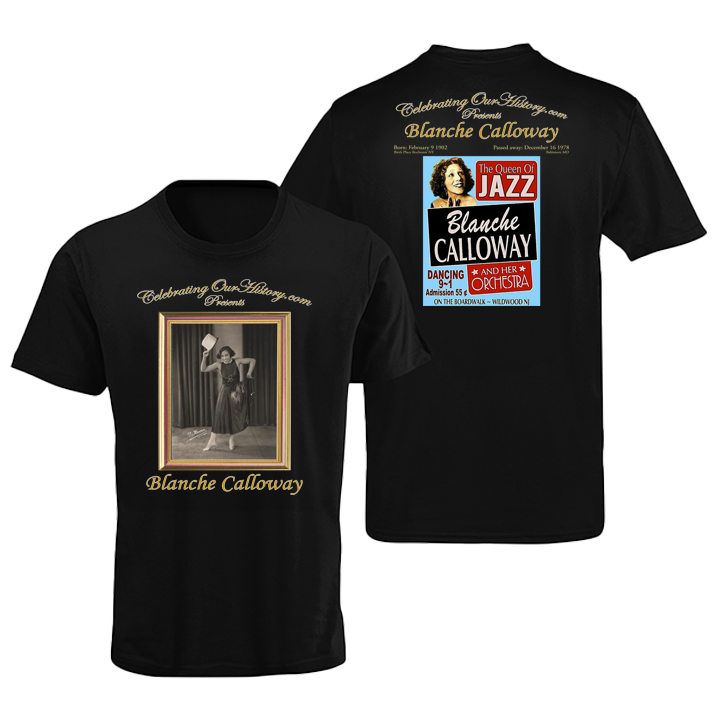 Blanche Calloway - Queen Of Jazz -  Front and Back Printed Concert Style T-Shirt
