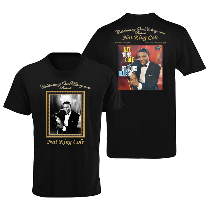 Nat King Cole - St. Louis Blues (1958) Album -  Front and Back Printed Concert Style T-Shirt