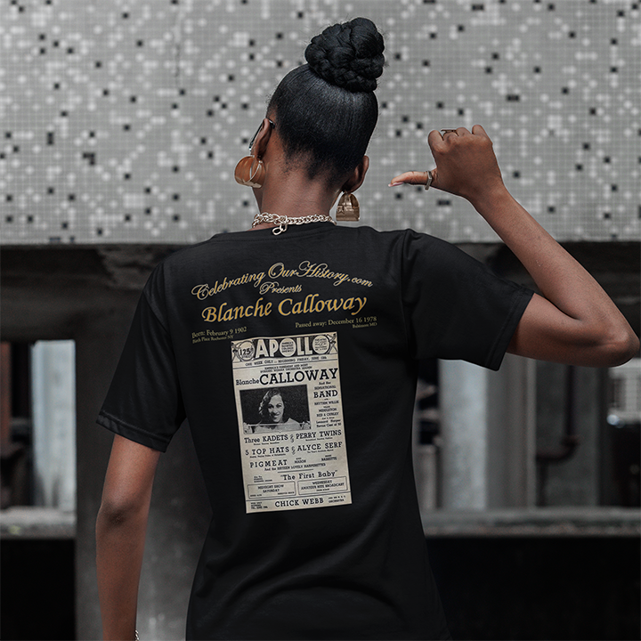 Blanche Calloway - Apollo -  Front and Back Printed Concert Style T-Shirt