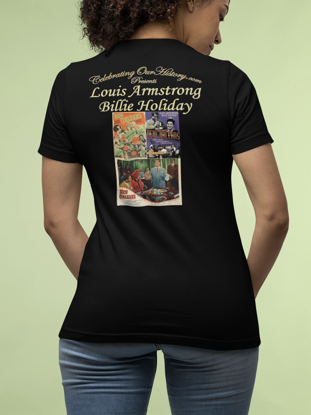 Billie Holiday and Louis Armstrong - New Orleans (1947) - Front and Back Printed Concert Style Women's T-Shirt