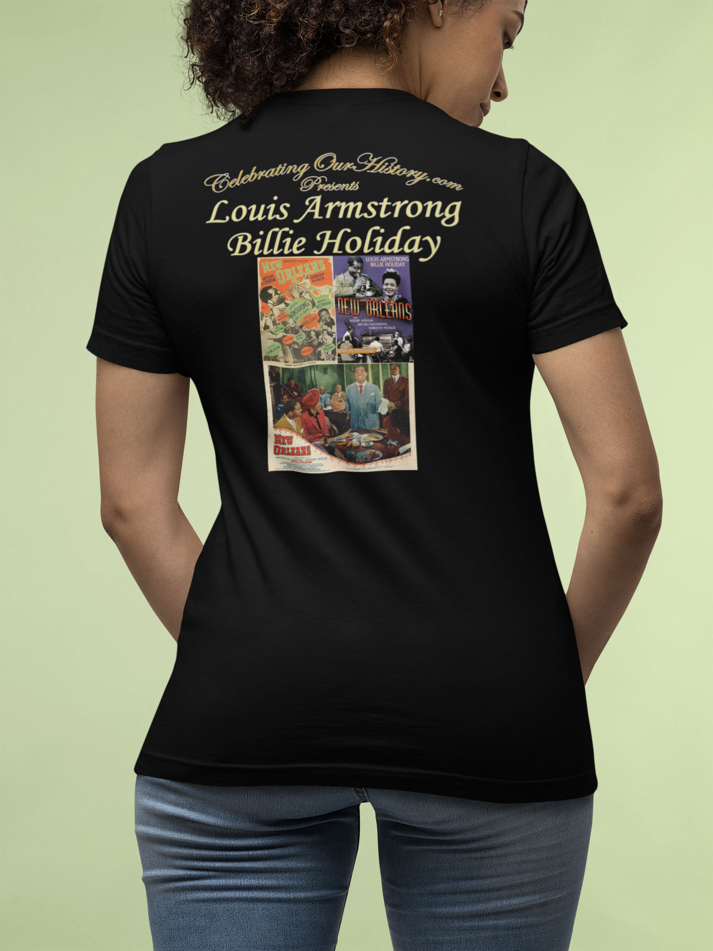 Billie Holiday and Louis Armstrong - New Orleans (1947) - Front and Back Printed Concert Style Women's T-Shirt