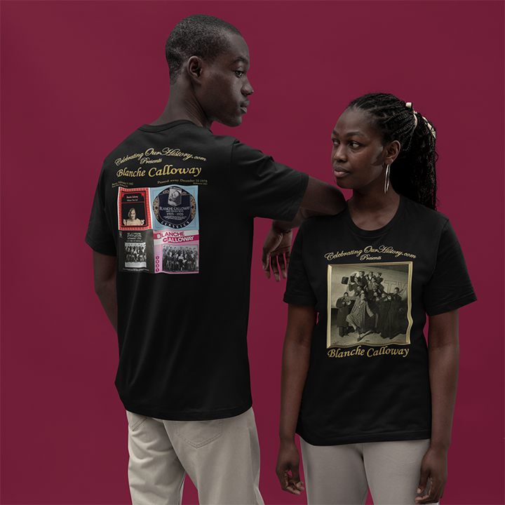 Blanche Calloway - Four Albums -  Front and Back Printed Concert Style T-Shirt