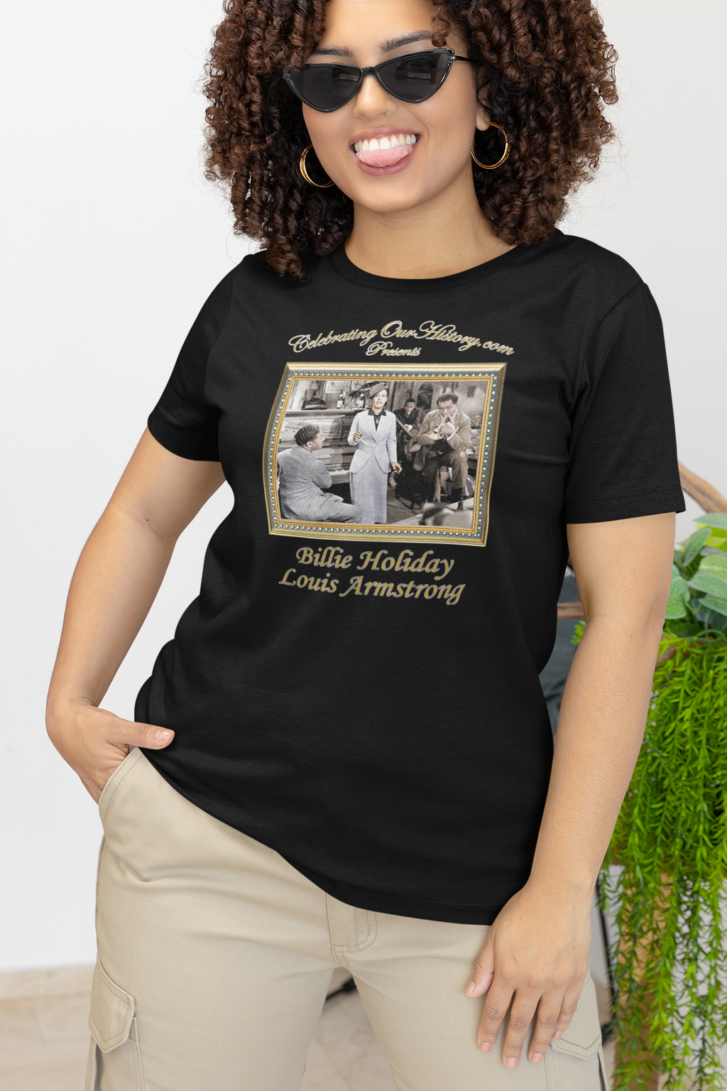 Billie Holiday and Louis Armstrong - New Orleans (1947) - Front and Back Printed Concert Style Women's T-Shirt
