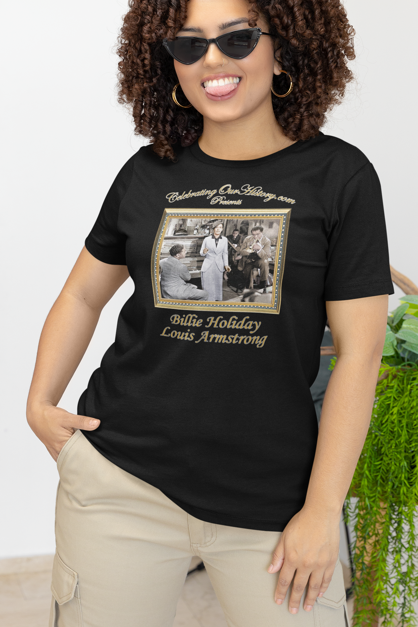 Billie Holiday and Louis Armstrong - New Orleans (1947) - Front and Back Printed Concert Style Women's T-Shirt