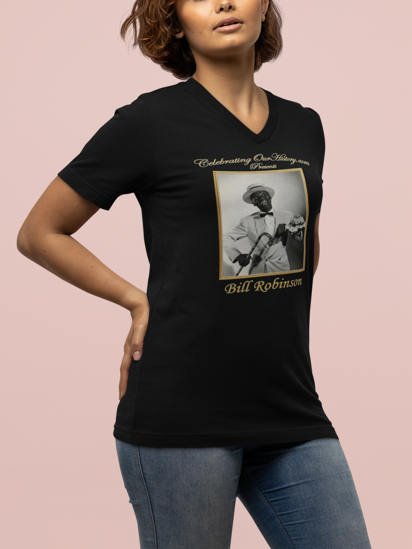 Bill Robinson - Stormy Weather (1943) - Front and Back Printed Concert Style V-Neck T-Shirt
