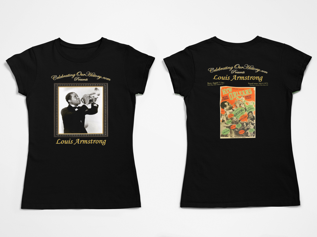 Louis Armstrong - New Orleans (1947) - Front and Back Printed Concert Style Women's T-Shirt