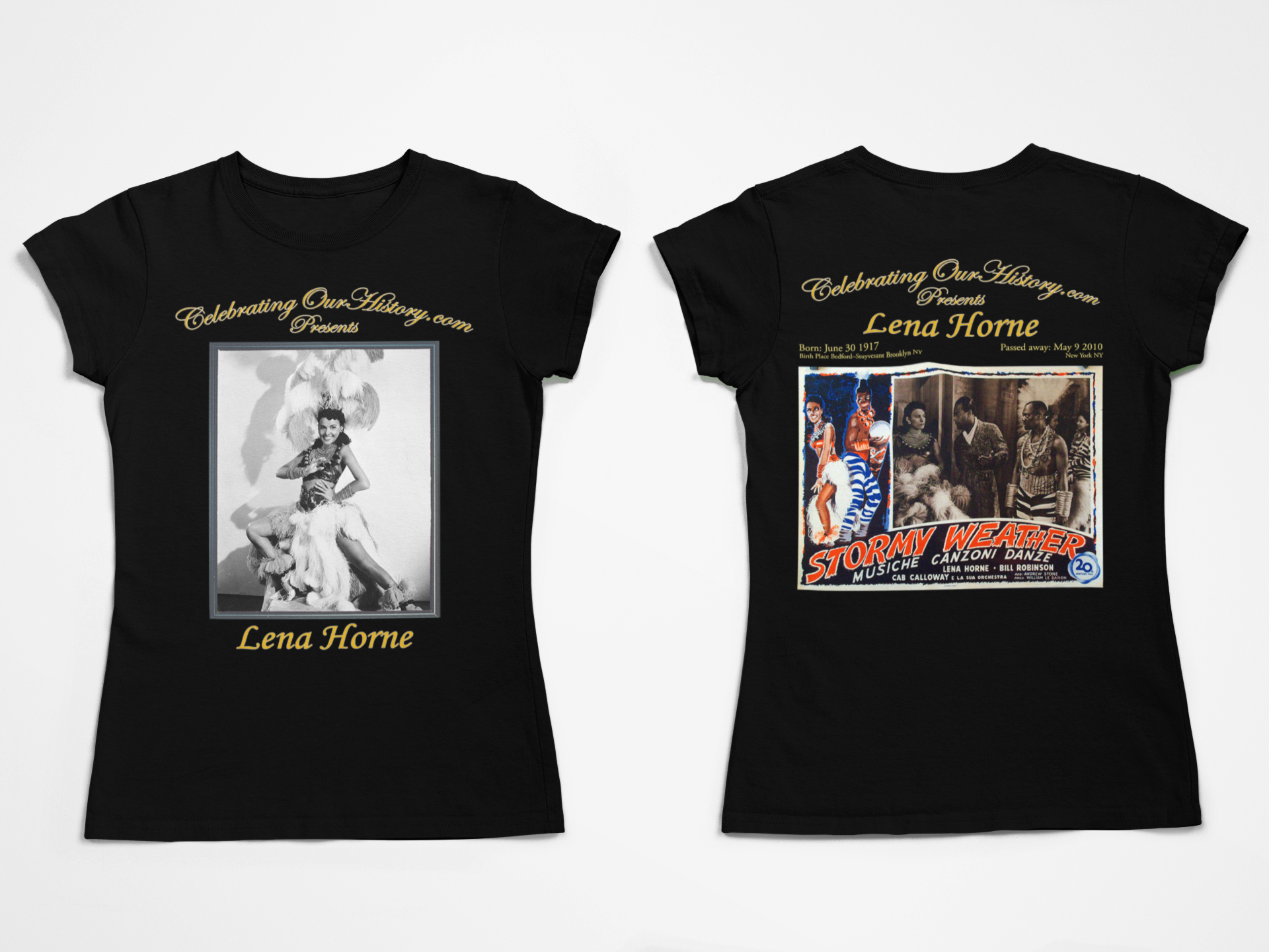 Lena Horne - Stormy Weather (1943) -  Front and Back Printed Concert Style Women's T-Shirt