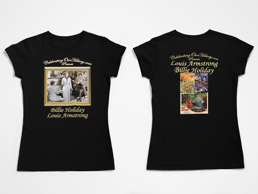 Billie Holiday and Louis Armstrong - New Orleans (1947) - Front and Back Printed Concert Style Women's T-Shirt