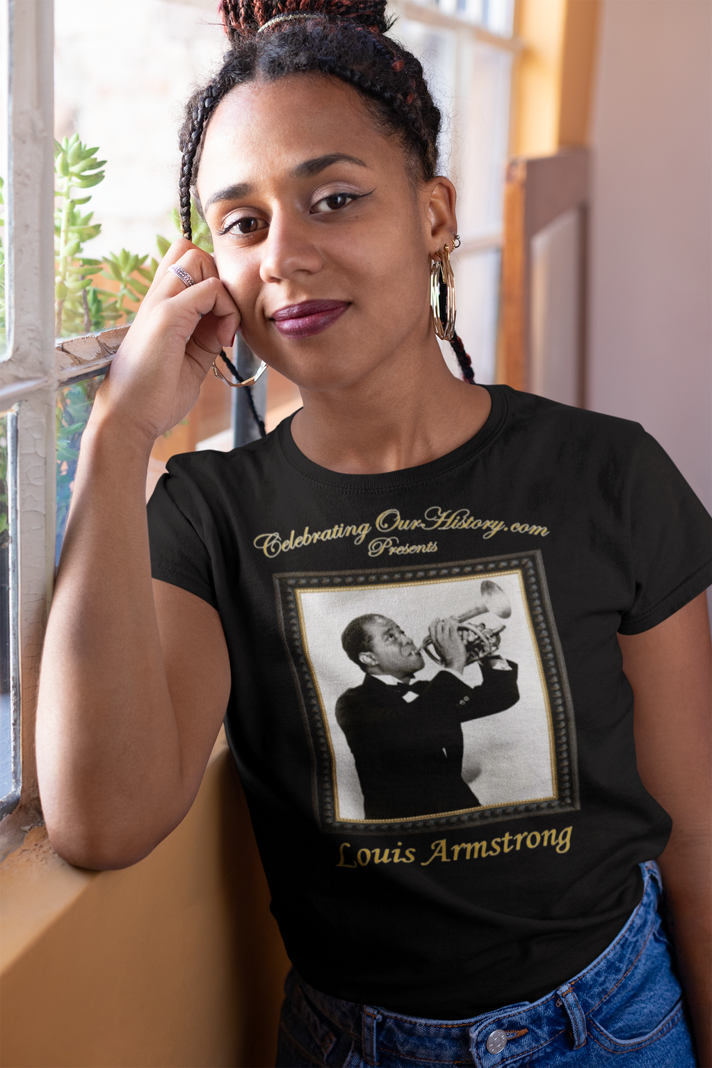 Louis Armstrong - New Orleans (1947) - Front and Back Printed Concert Style Women's T-Shirt