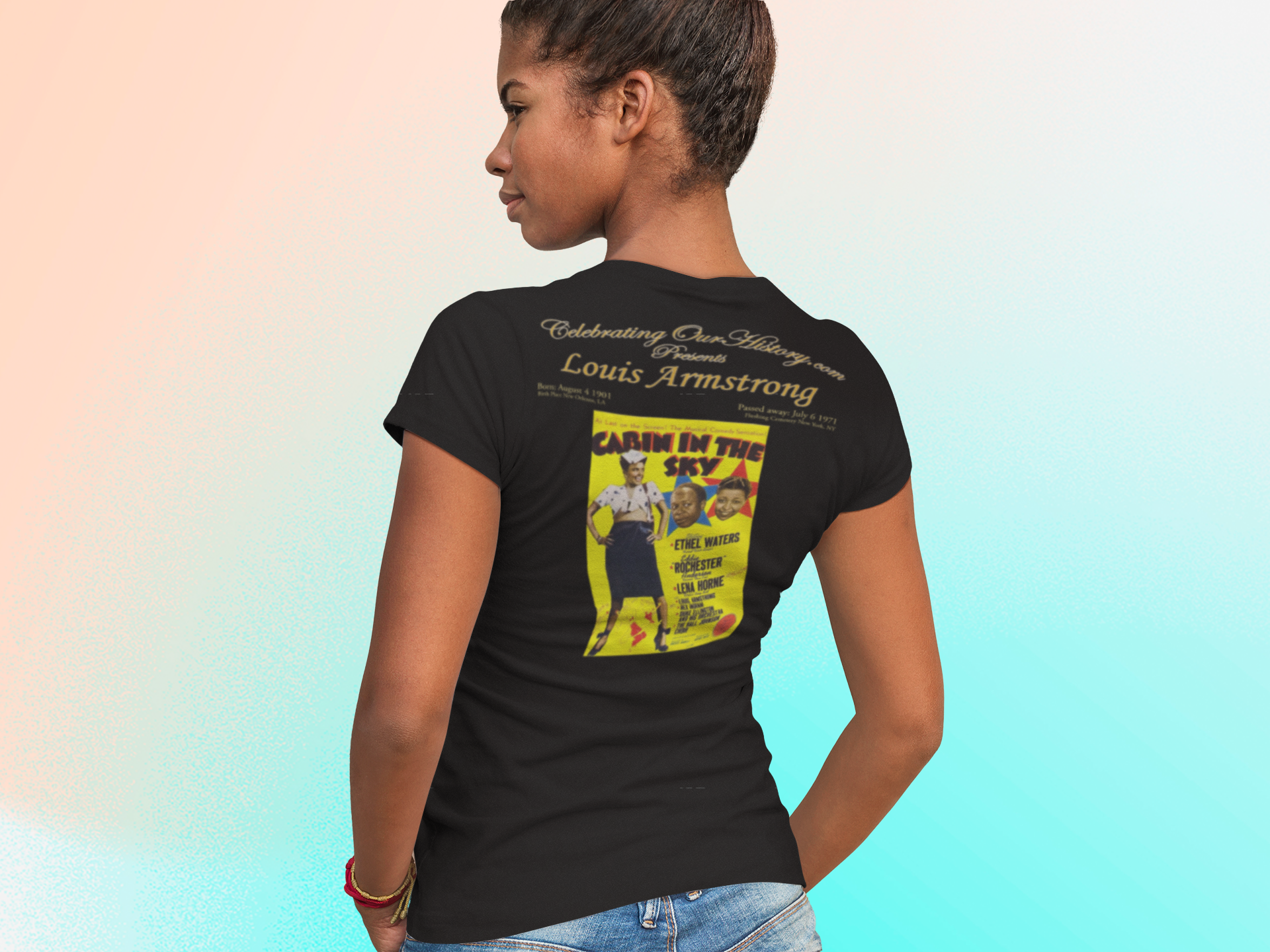 Louis Armstrong - Cabin in the Sky (1943) -  Front and Back Printed Concert Style Women's T-Shirt